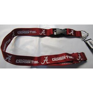 NCAA Alabama Crimson Tide Card Red Logo and Name White Lanyard 23" Long 1" Wide